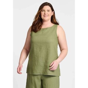 Flax 100% Linen Green Sleeveless Blouse Tank Top S